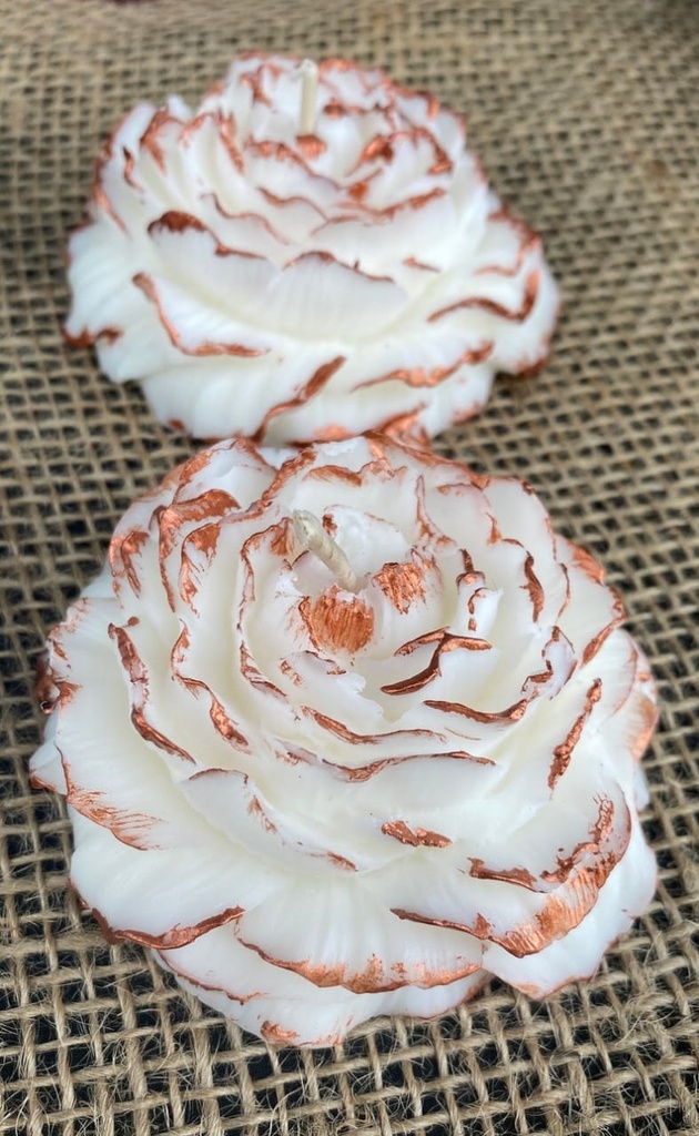 Gardenia Scented Peony Candle ( 4 PC ) _ White and Gold Hand painted Candle _ Beautiful Handmade Gift For Love One _ Perfect For Home Decorations