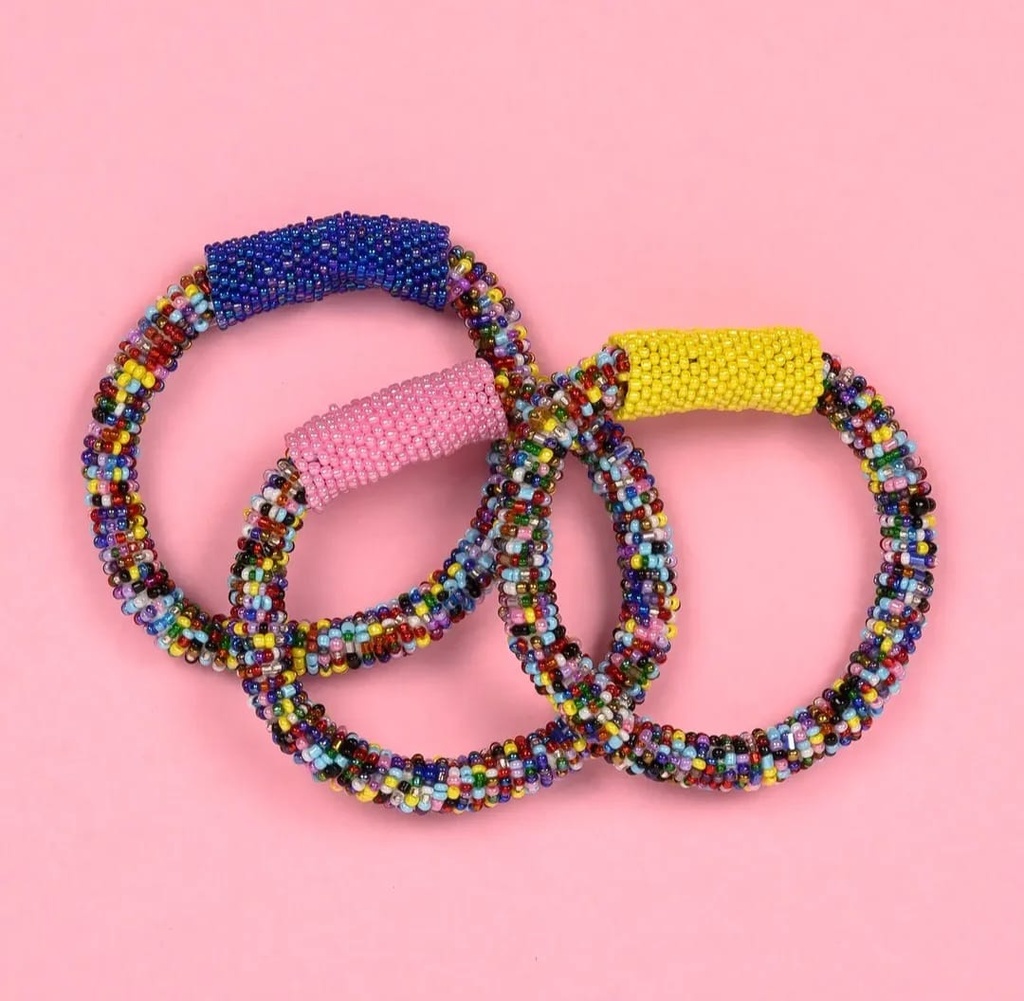 Beaded Rope Choker, bangles and Earring set