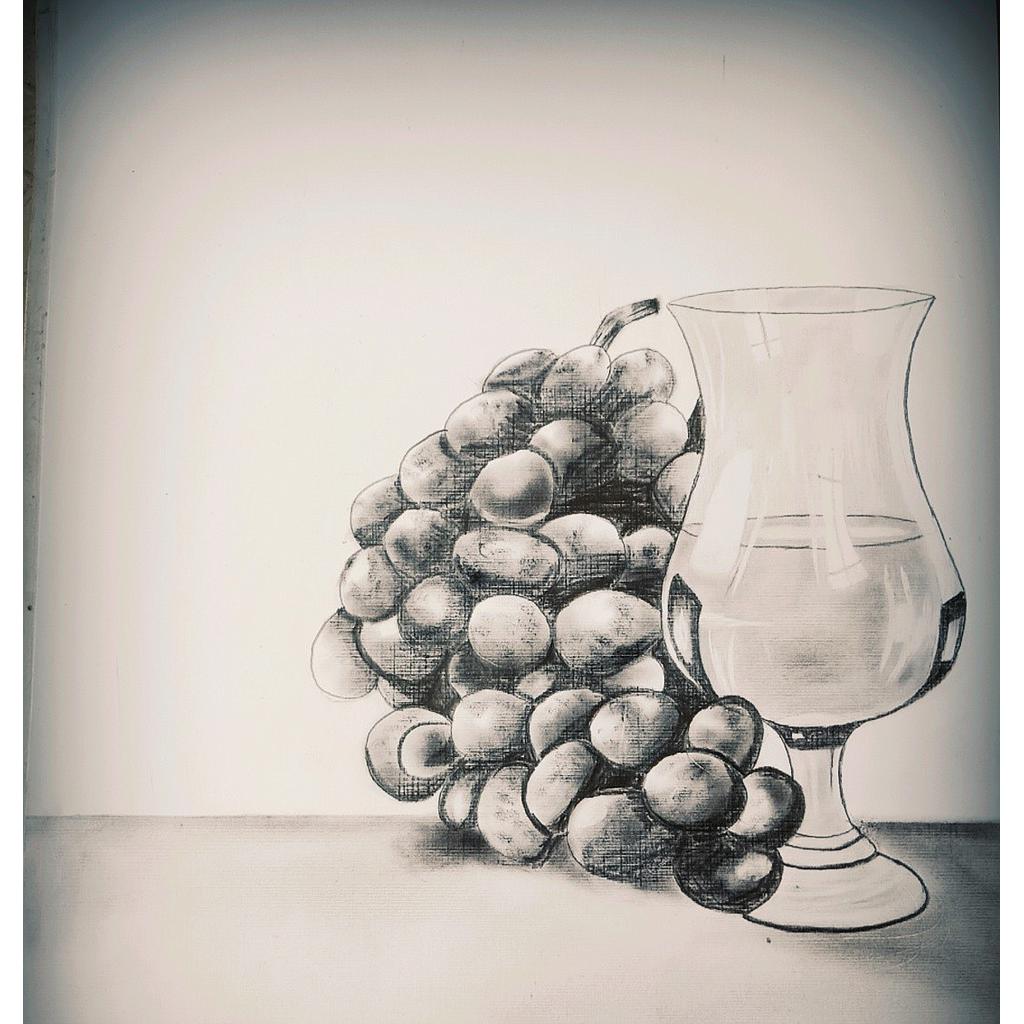 Still life art.... Glass and grapes