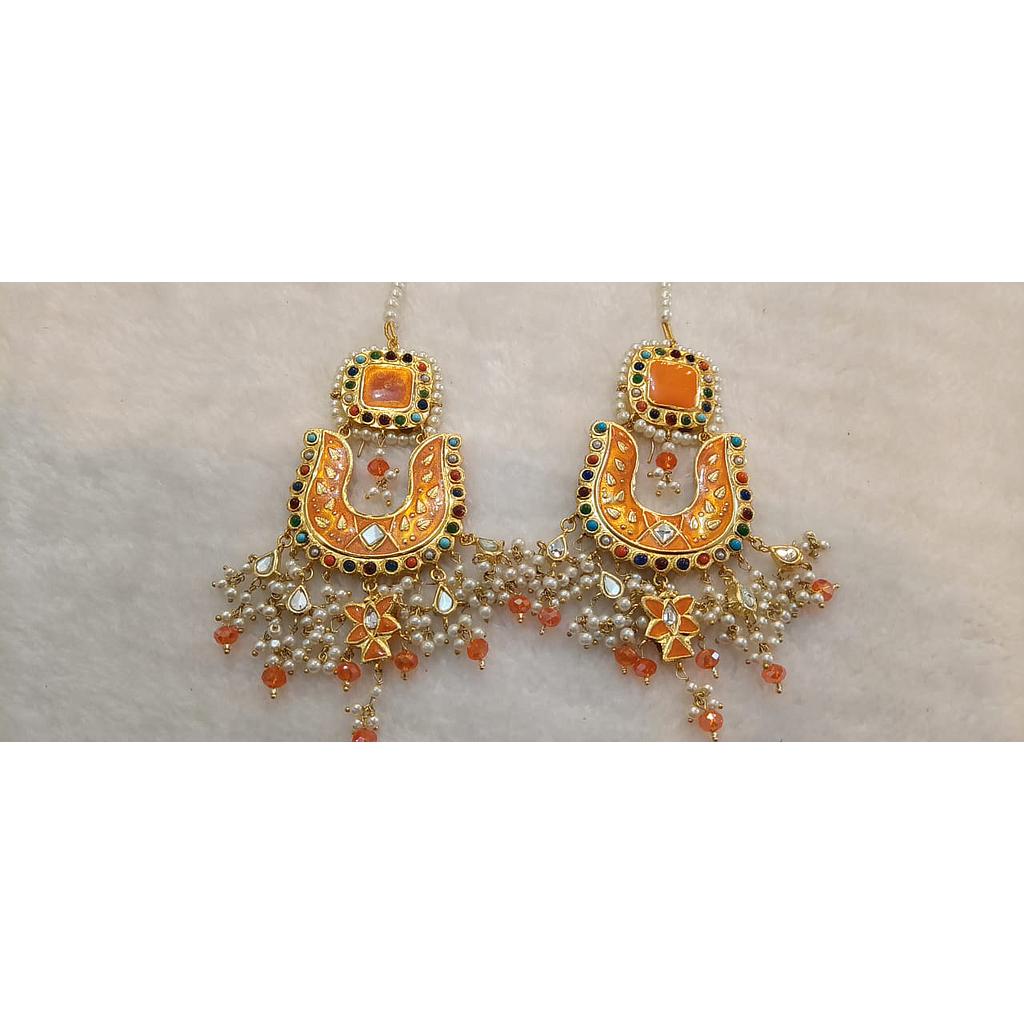 Multicolored Gold Plated Silver Earrings with Pearls
