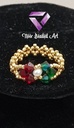 Real pearls and Swarovski ring with gold plated toho beads