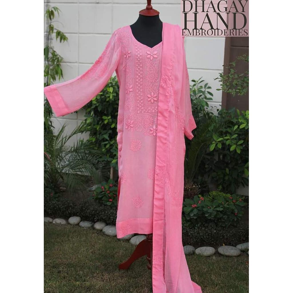 3 Piece Hand Embroidered Chiffon
