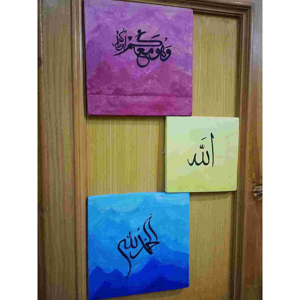 3 canvases of Painted calligraphy.8,6,8"