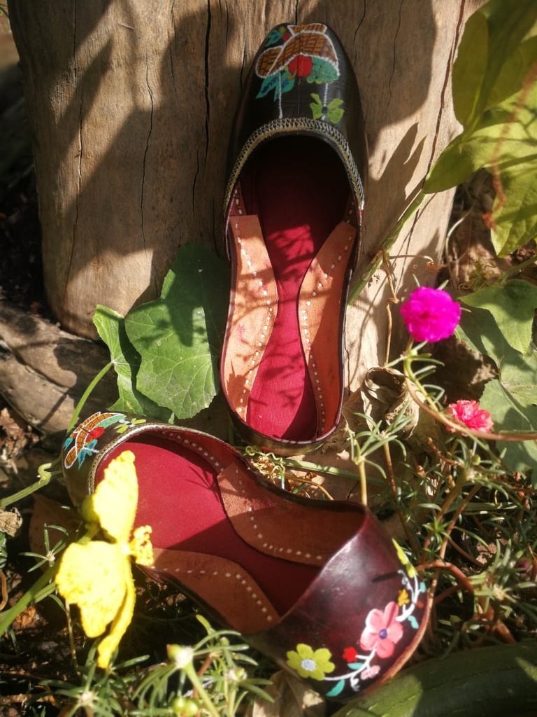 Hand Painted Fruit Basket Leather Khussa