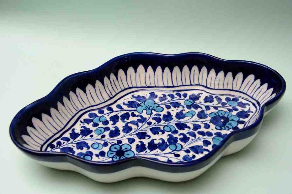 Blue Pottery Fruit Bowl