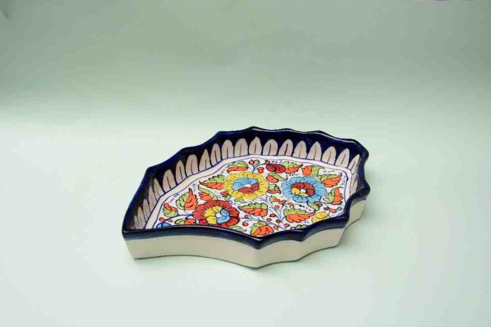 Blue Pottery Apple Dish