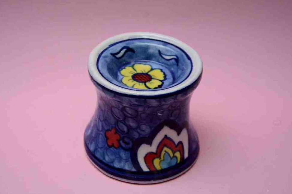 Blue Pottery Candle Holder