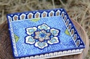 Blue Pottery Square Shape Serving Tray