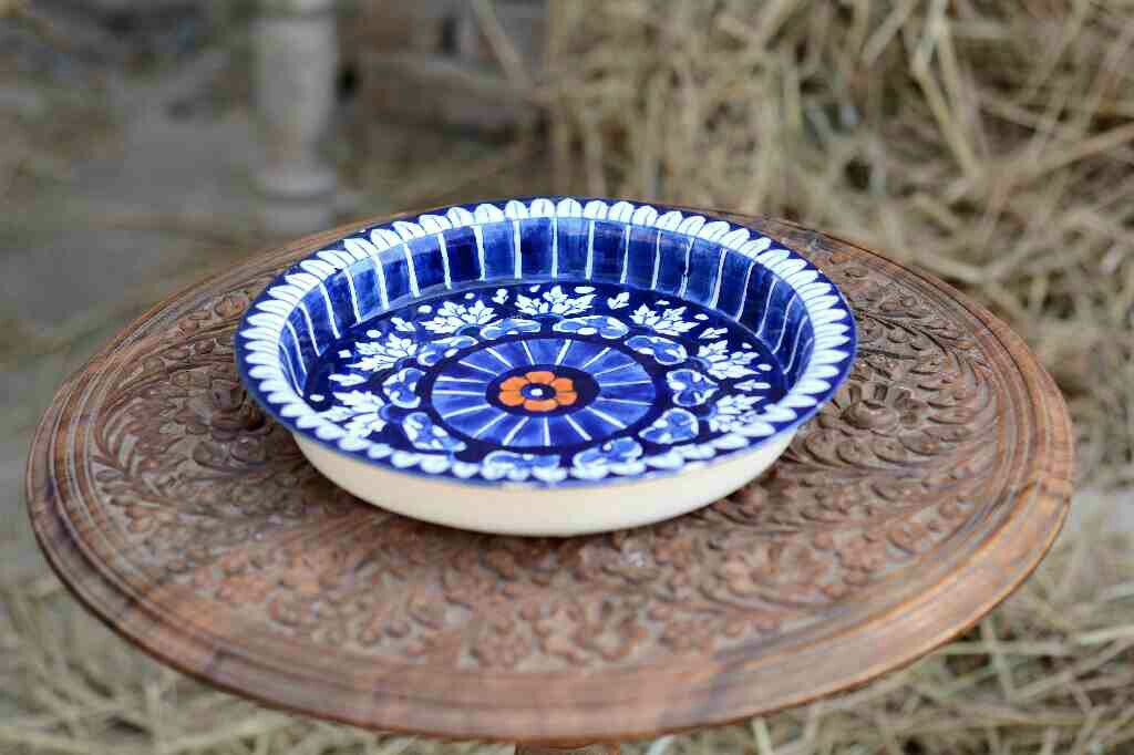 Blue Pottery Round Dish