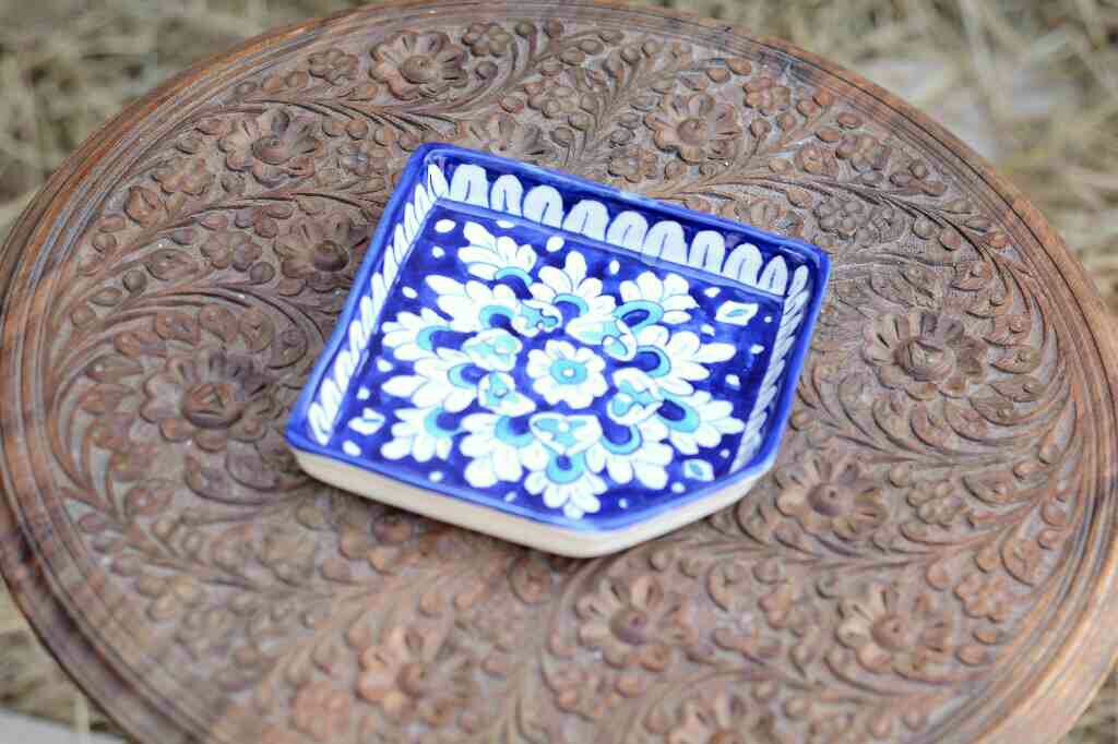 Blue Pottery Dry Fruit Serving Tray