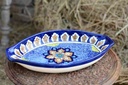Blue Pottery Oval Shape Rice Tray
