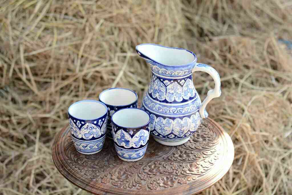 Blue Pottery Water Set