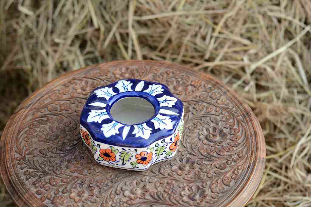 Blue Pottery Octa Shaped Ashtray