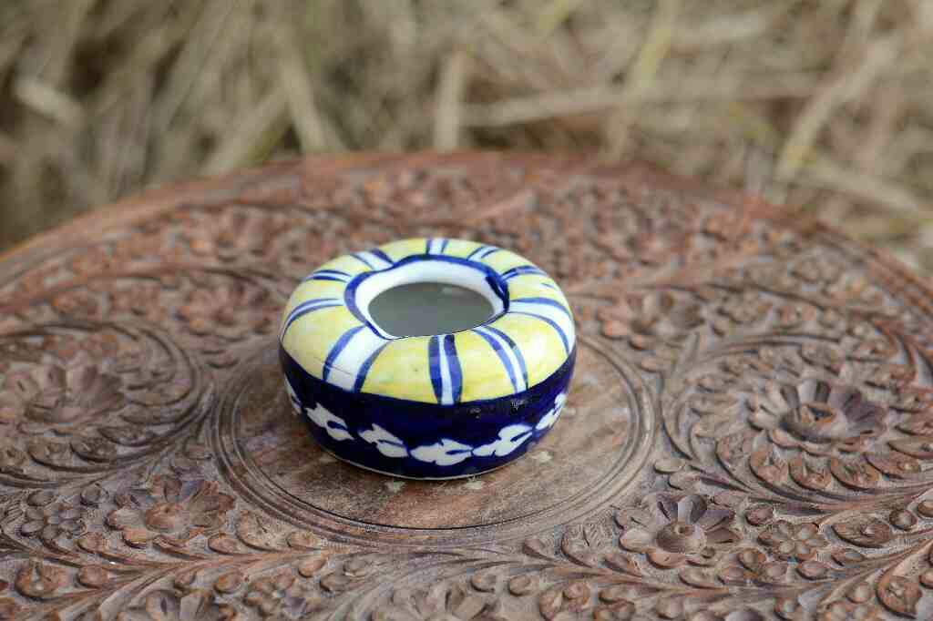 Blue Pottery Round Shaped Ashtray