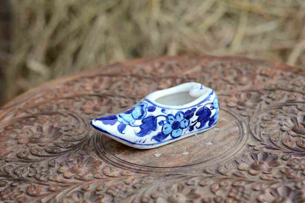 Blue Pottery Decorative Shoe