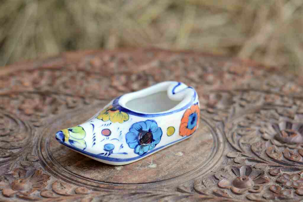 Blue Pottery Decorative Shoe