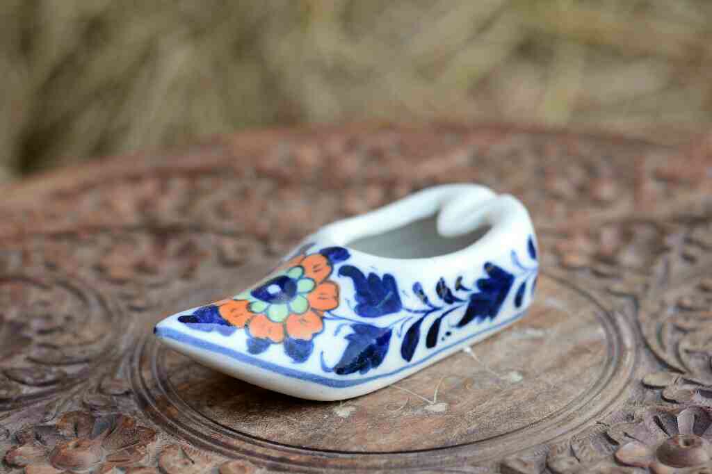 Blue Pottery Decorative Shoe