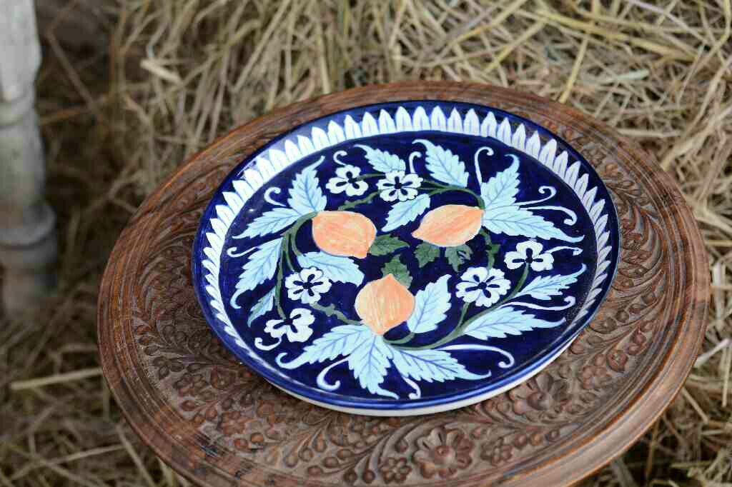 Blue Pottery Pizza Tray