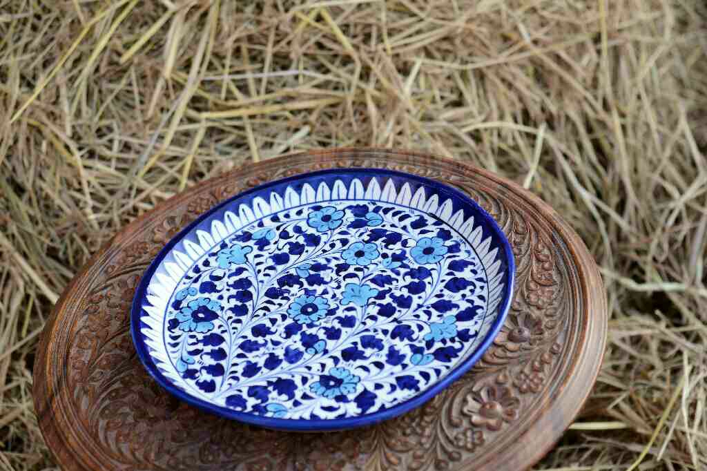 Blue Pottery Pizza Tray