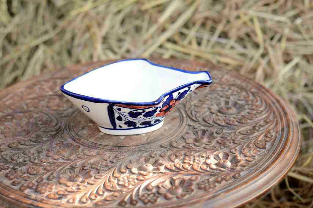 Blue Pottery Fish Design Raita Bowl