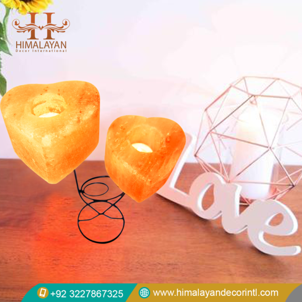 Heart Shape Candle Holder with Metal Stand (Pack of 2)