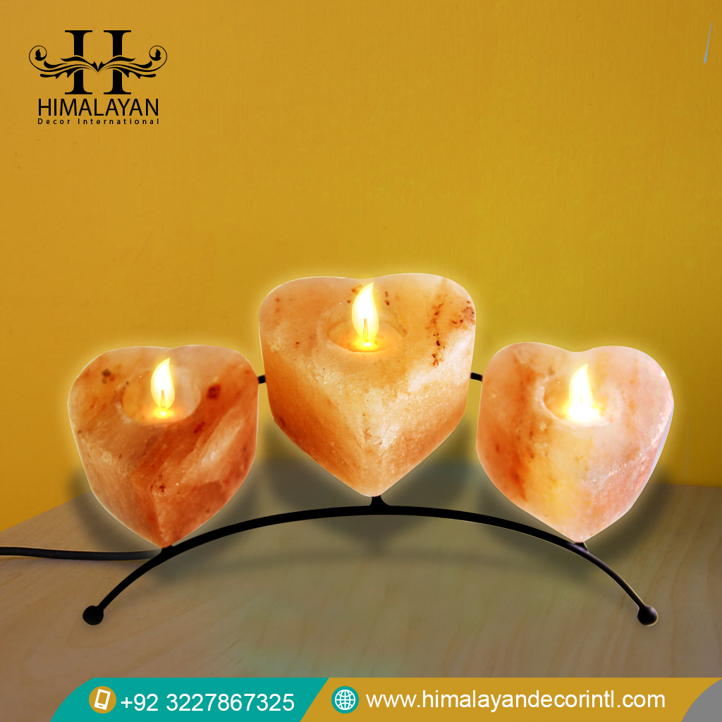 Heart Shape Candle Holder with Metal Stand (Pack of 3)