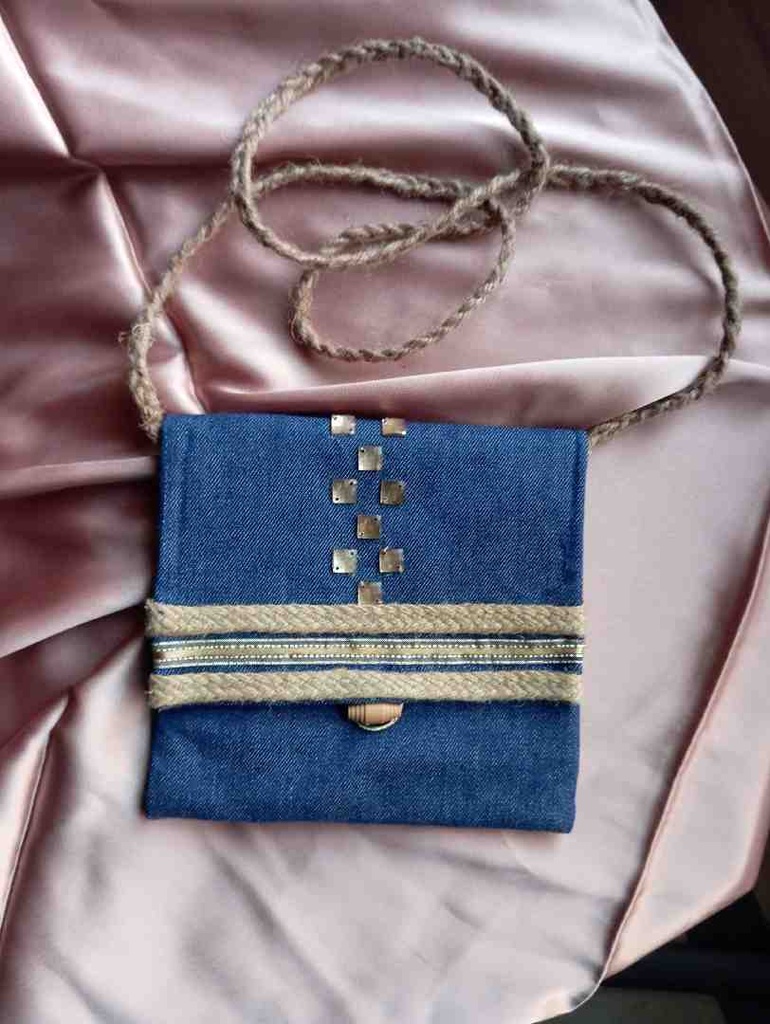 Embellished jute purse