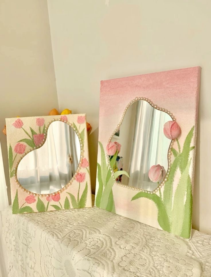 Tulips Flowers Mirror Painting