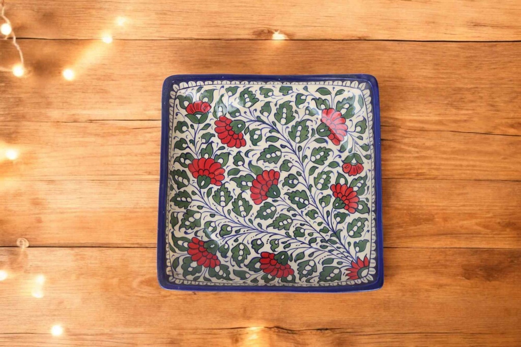 Blue Pottery Square Dish