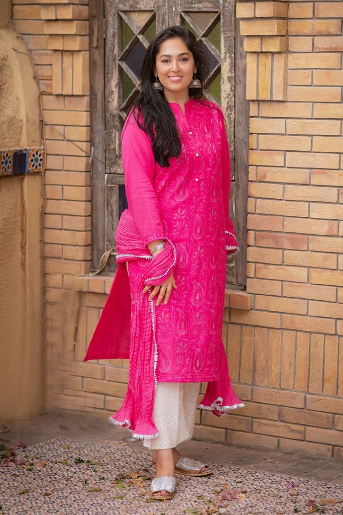 Fuchsia Embroidered Kurta