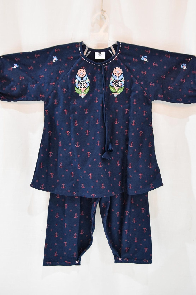 Navy Embroidered Suit