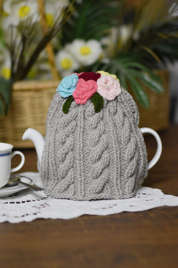 Flower Tea Cozy - Light Grey
