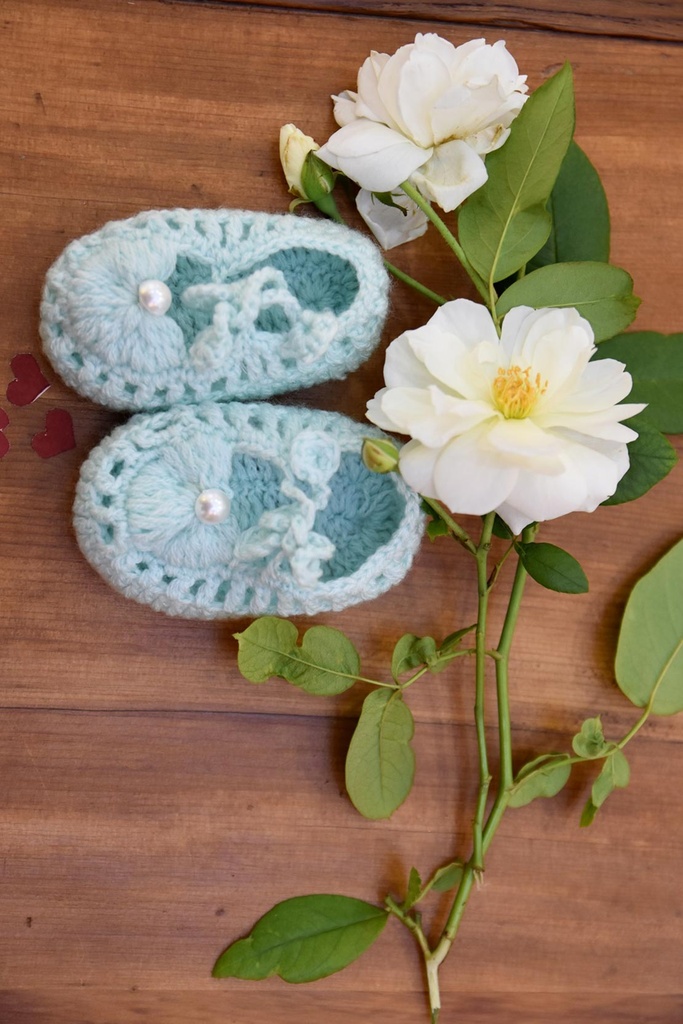 Crochet Button Boots - Pwder Blue