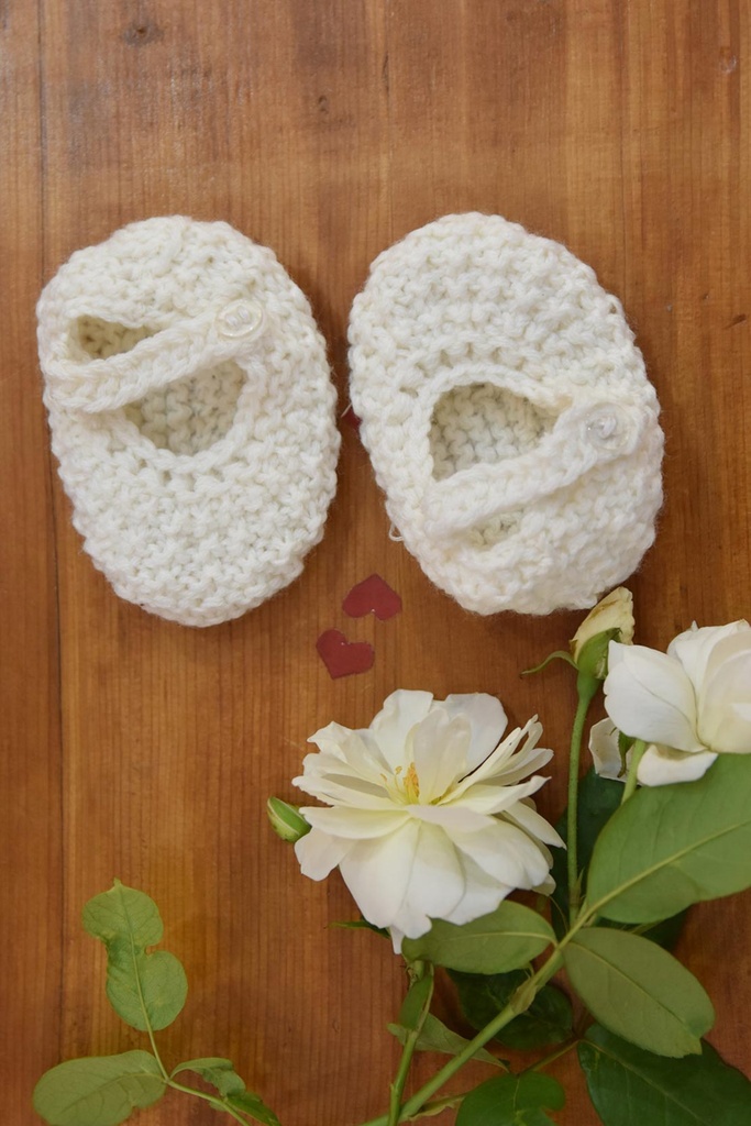 Knitting Button Boots - Off White