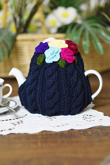 Flower Tea Cozy - Navy Blue