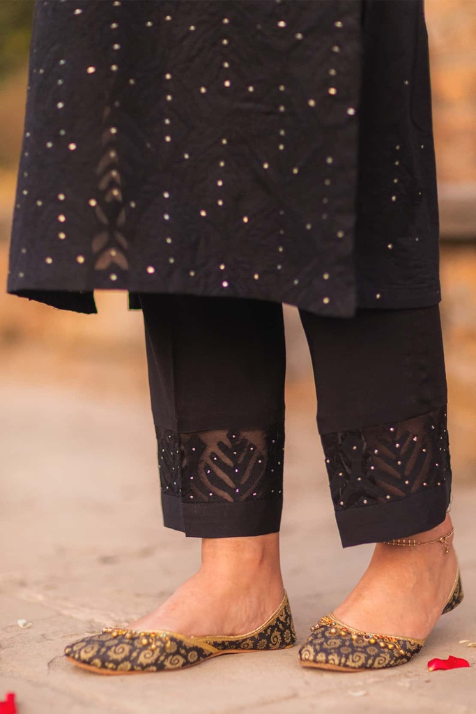 Black Applique Pants