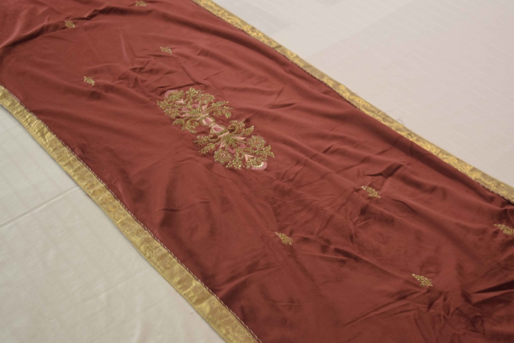 BT-2 Burgundy Velvet Bed Throw with Resham and Dabka Work