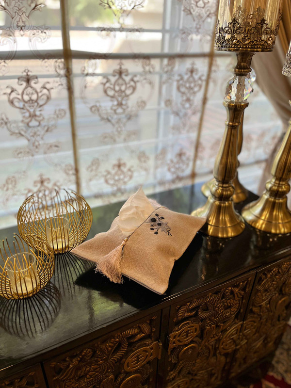 TB-6 Grey Jute Tissue Box Cover with Hand Embroidery