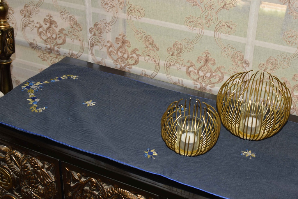 R-3 Dark Blue Jacquard Runner