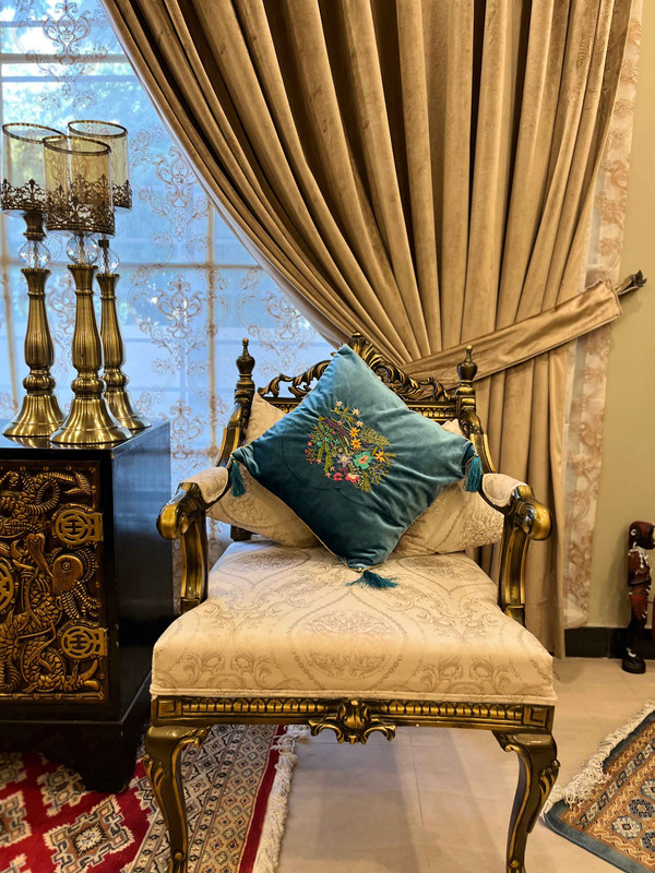 C-15 Blue Velvet Hand Embroidered Cushion Covers Set