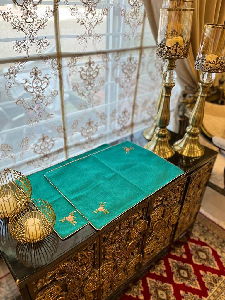 TM-9 Turquoise Jute Tray Mats