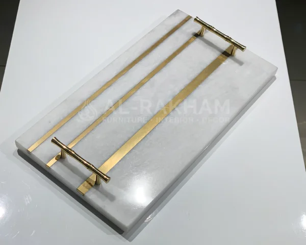 Brass Inlay Tray-White