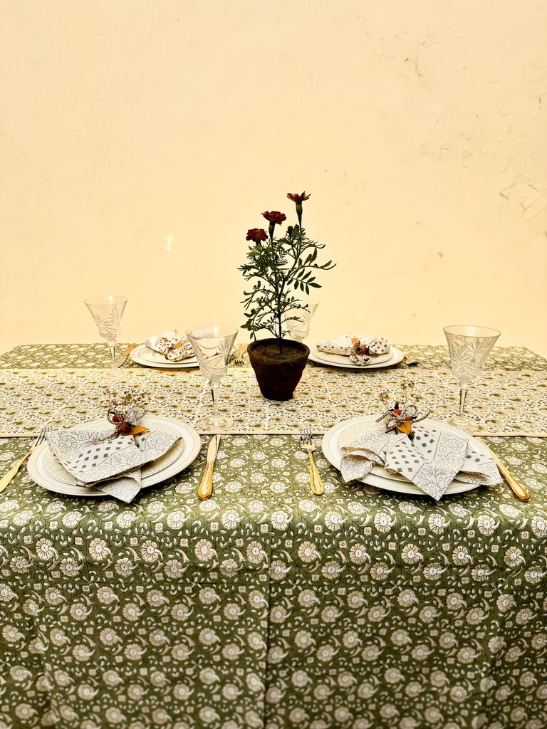 Green Blossoms Tablecloth