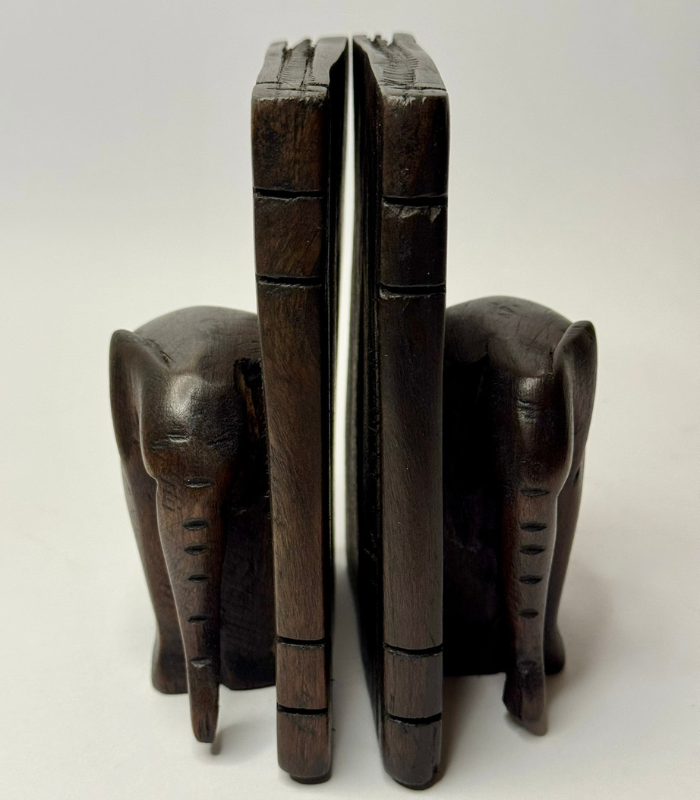 Handcarved Wooden Elephant Bookends