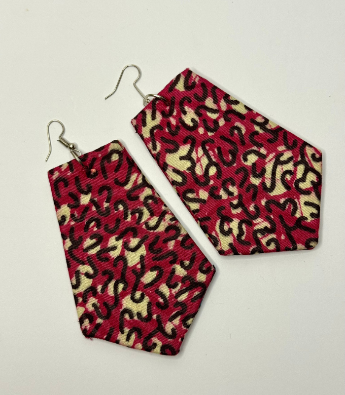 Maroon & White Ankara Earrings