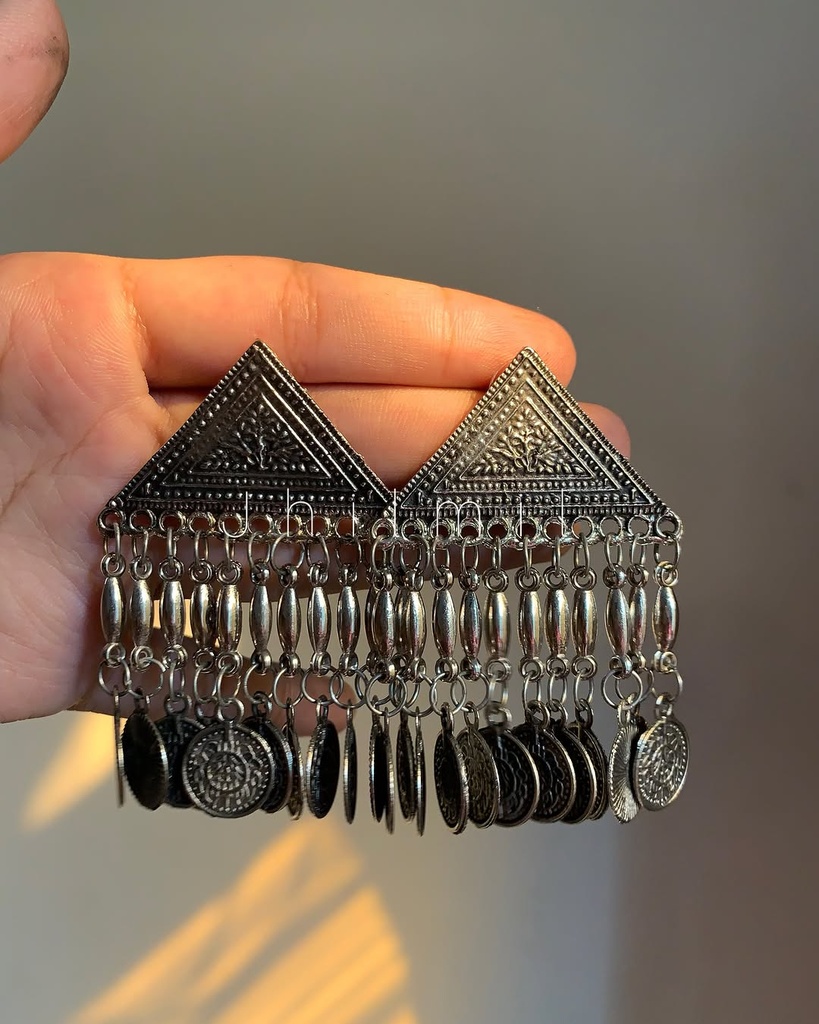 Triangle Coin Hanging Earrings
