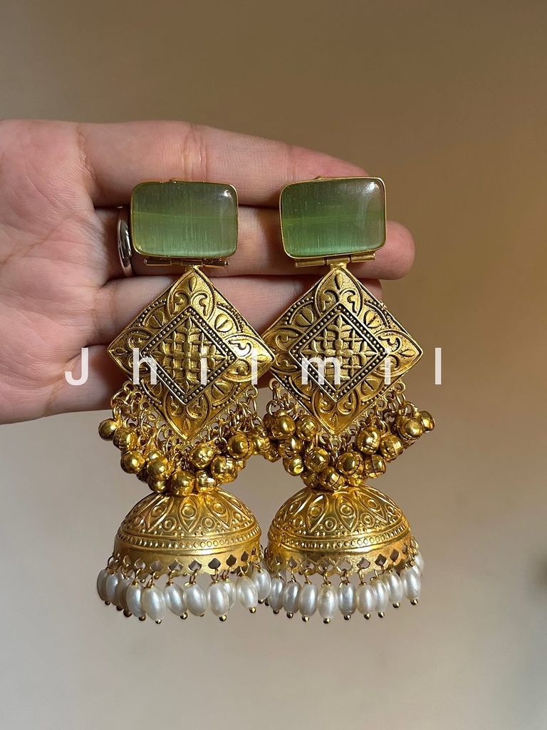 Basanti Jhumka - Rectangle Design