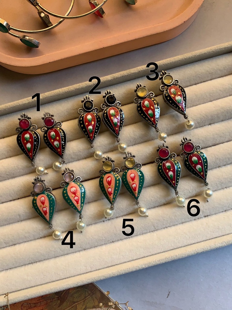 Meenakari Kabootar Earrings - Set 1