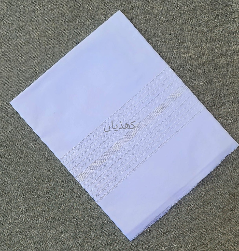White Tarkashi Shalwar Soft Cotton Fabric Hand-Embroidered Unstitched Lower