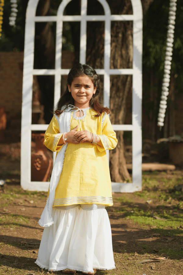 Yellow Kurta  Gharara Outfit